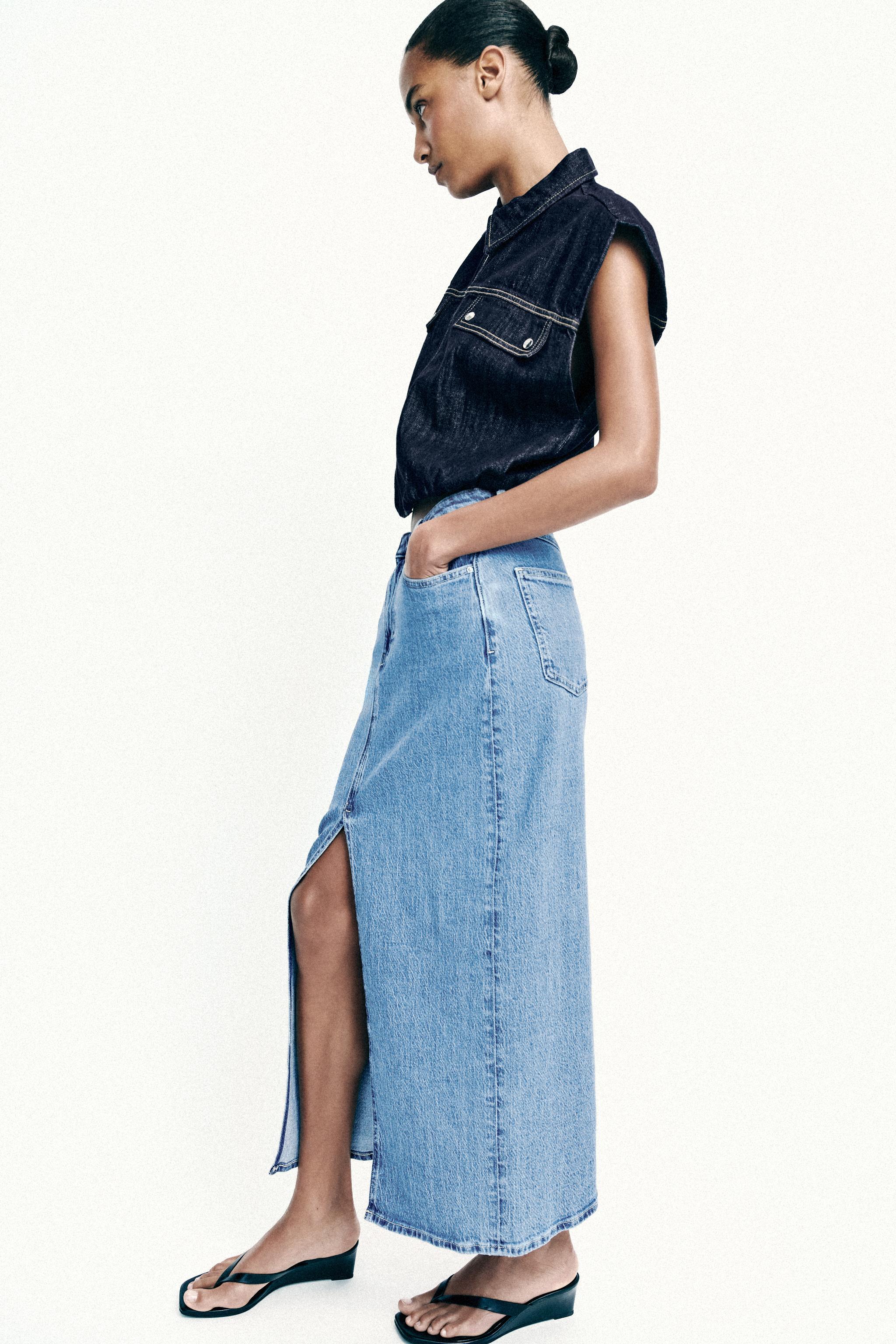 Z1975 DENIM MIDI SKIRT WITH SLIT